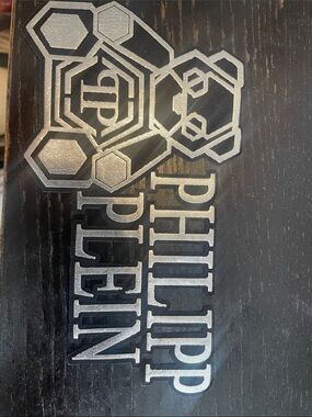 Philipp Plein Black and Silver Logo Accent Plaque